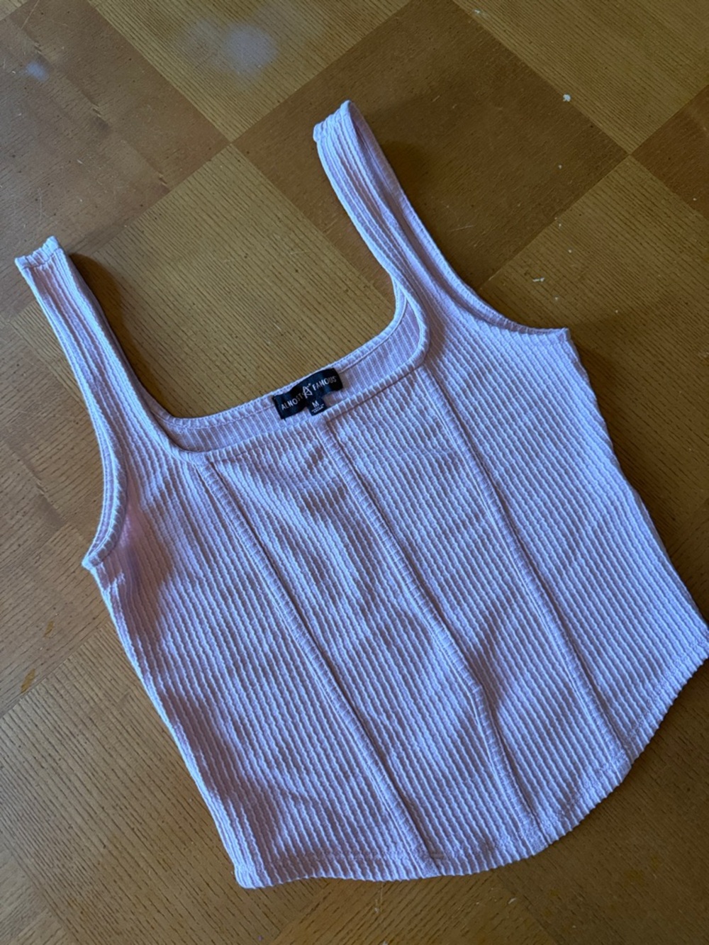 Almost Famous Ribbed Square-Neck Tank Top - Light Pink